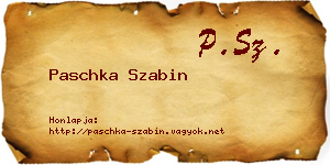 Paschka Szabin névjegykártya